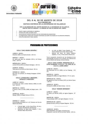 Programa de proyecciones 55 curso 2018 Programa de proyecciones 55 curso 2018