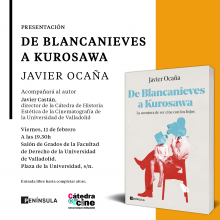 Acompañará al autor, Javier Castán, director de la Cátedra de Historia y Estética de la cinematografía de la Universidad de Valladolid.  Viernes, 11 de febrero a las 19:30.  Salón de Grados de la Facultad de Derecho  de La Universidad de Valladolid,  Plaza de la Universidad, s/n.  Entrada libre hasta completar aforo.